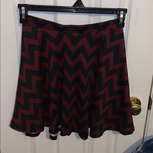 Black and Maroon Chevron Circle Skirt